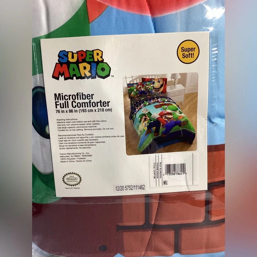 Super Mario Microfiber Full Comforter (Sheets and Pillowcases not Included)